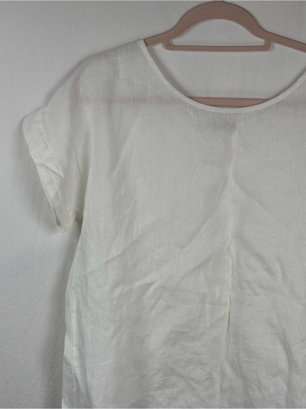 Terzo Millennio Relaxed White Short-Sleeve Linen-Tunic top High-Low Hem Italian - Picture 3 of 15